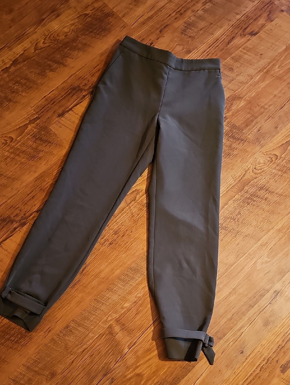 Express Dark Green Elastic Eaist Pants,  Cuffed Hem
